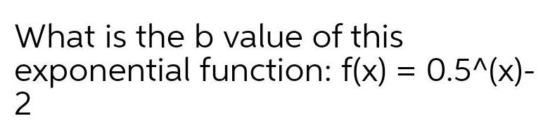 What is the b value of this exponential 2 function f x 0 5 x