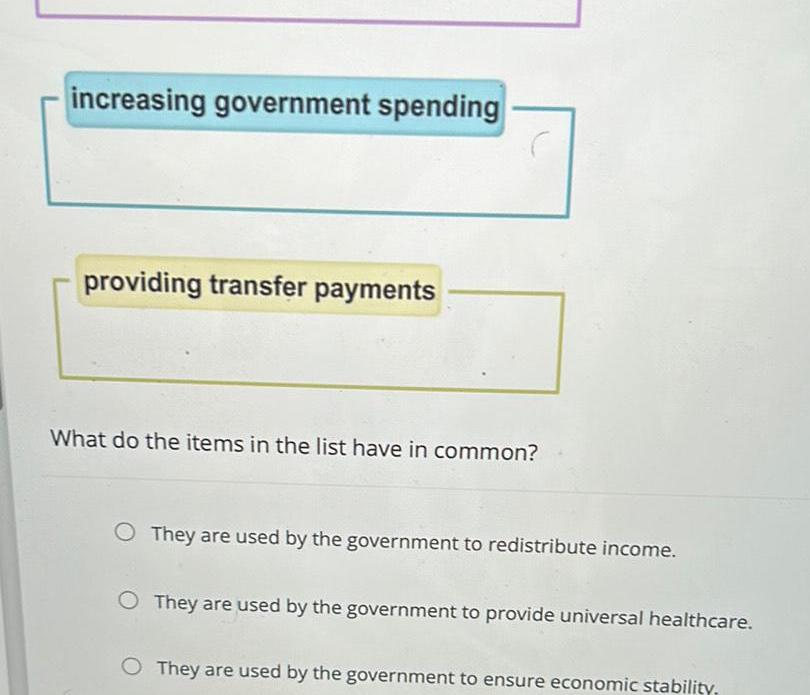 [ANSWERED] increasing government spending providing transfer payments Kunduz