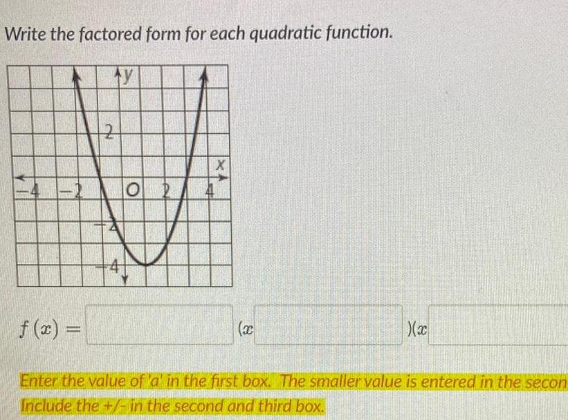 Write the factored form for each quadratic function f x Ay 2