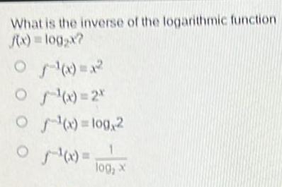 What is the inverse of the logarithmic function f x log2x