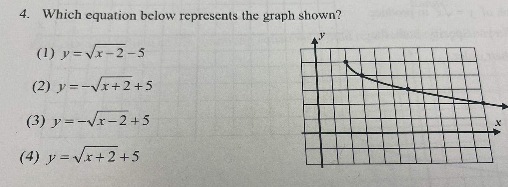 [ANSWERED] 4 Which equation below represents the graph shown 1 y x 2 5
