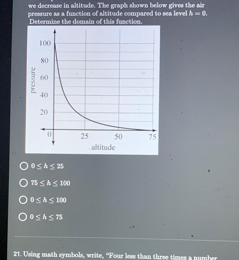 we decrease in altitude The graph shown below gives the air
