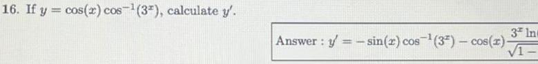 16 If y cos x cos 3 calculate y 3 Int Answer y sin 2 cos 3 cos x 1