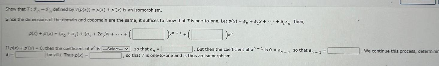 Show that T PP defined by T p x p x p x is an isomorphism