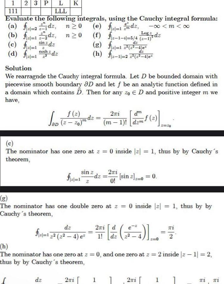 1 2 3 PL K 111 LLL Evaluate the following integrals using