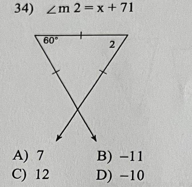 34 m 2 x 71 60 A 7 C 12 2 B 11 D 10