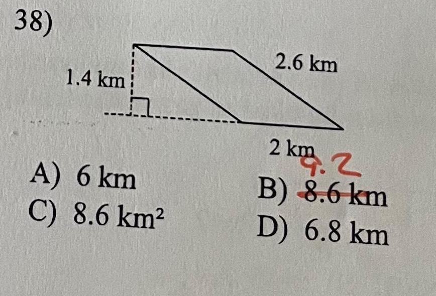 38 1 4 km A 6 km C 8 6 km 2 6 km 2 km 2 B 8 6 km D 6 8 km