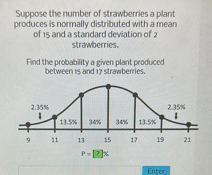 [ANSWERED] Suppose the number of strawberries a plant produces