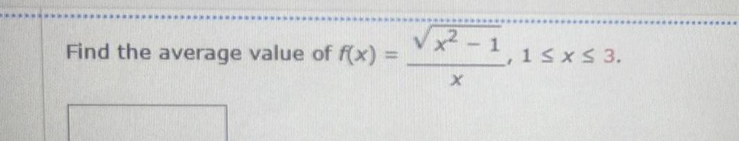 Find the average value of f x IN 2 X 1 x 3