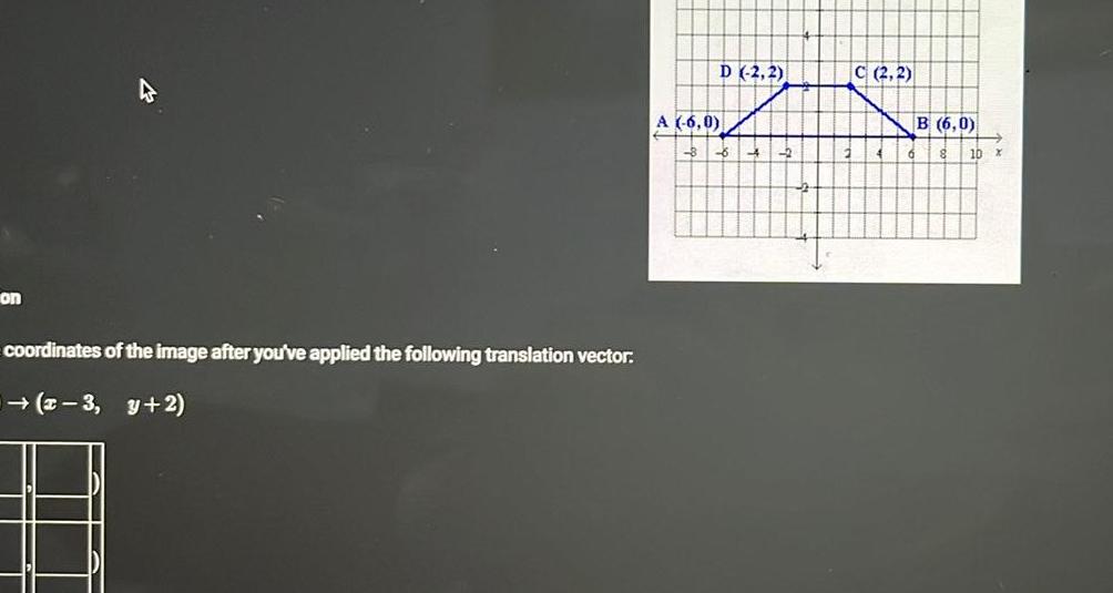 on coordinates of the image after you ve applied the following translation vector 3 y 2 A 6 0 D 2 2 4 C 2 2 B 6 0 10 X
