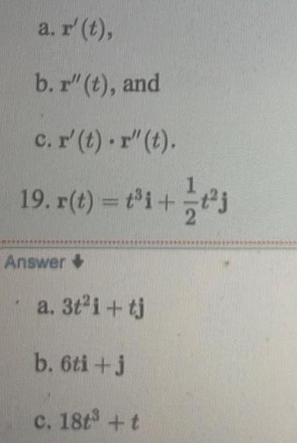 a r t b r t and c r t r t 19 r t t i 3 Answer a 3t i tj b 6ti j c 18t t