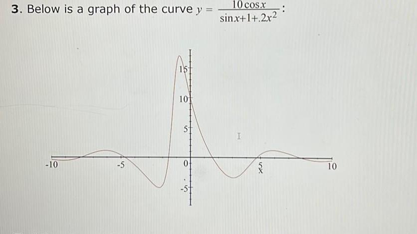 3 Below is a graph of the curve y 10 5 15 10 5 0 10 cosx sinx 1 2x2 I 3 10