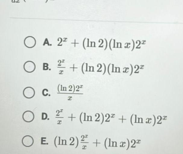 O A 22 In 2 In x 2 B In 2 In x 2 In 2 2 I OB O C OD In 2 2 ln x 2 O E In 2 2 In x 2