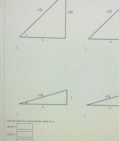 D casch 13 V10 Find the other the trigonometrte ration of 10 10