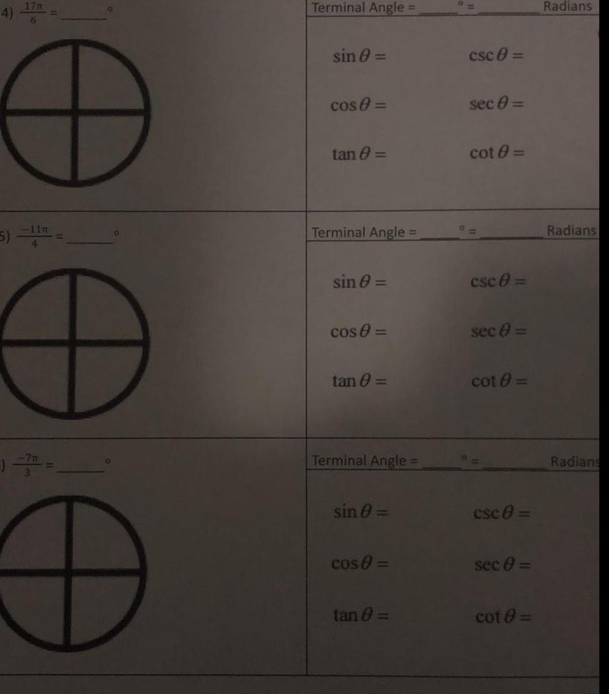 4 5 17m 11m O D Terminal Angle sin cos tan 8 Terminal Angle sin 8 cos 8 tan 8 Terminal Angle sin 8 cos 0 tan 0 csc sec 8 cot csc 8 sec cot 8 csc 8 sec 8 cot 8 Radians Radians Radians