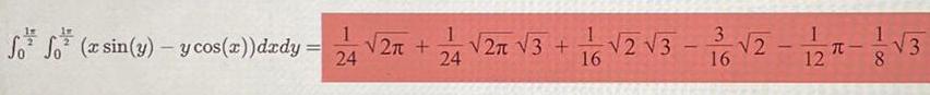 1 f x sin y y cos x dxdy 24 1 2 24 2 3 16 2 3 1 2 12 3 16 8