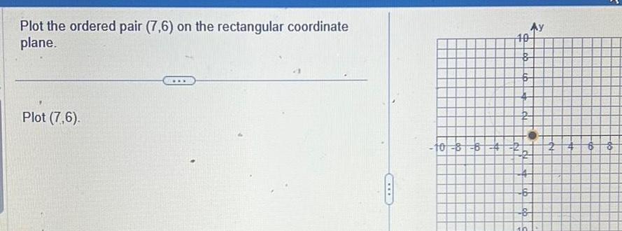 Plot the ordered pair 7 6 on the rectangular coordinate plane Plot 7 6 a 2 2 10 B 6 10 8 84 2 Ay 4 6 8