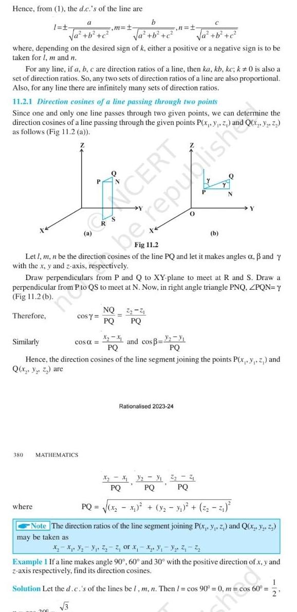 Hence from 1 the d c s of the line are a b C a b c a b c a b