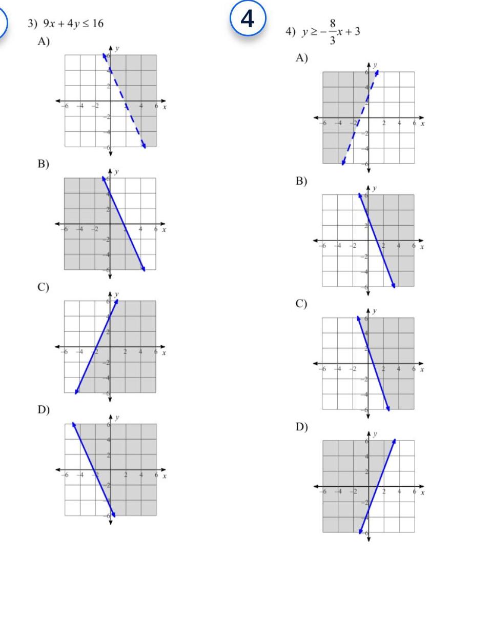 3 9x 4y 16 A B C D 16 H 2 6 4 16 44 4 22 y 1 y y T 4 4 x 4 8 4 y x 3 3 A B C D 6 4 2 6 6 6 2 2 2 4 12 1 y V y 2 4 4 X X