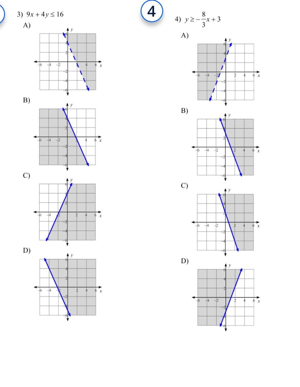 3 9x 4y 16 A B C D 16 H 2 6 4 16 44 4 22 y 1 y y T 4 4 x 4 8 4 y x 3 3 A B C D 6 4 2 6 6 6 2 2 2 4 12 1 y V y 2 4 4 X X