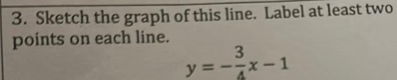 3 Sketch the graph of this line Label at least two points on each line 3 y x 1 A