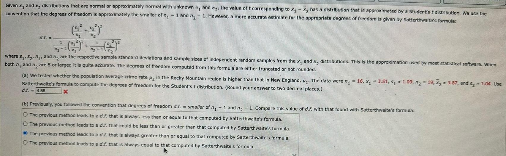 Given x and x distributions that are normal or approximately