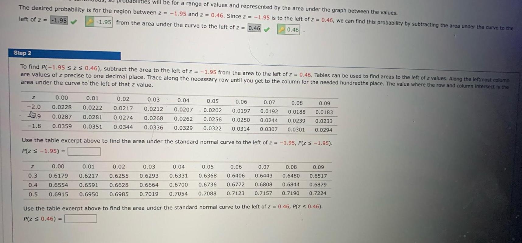 will be for a range of values and represented by the area