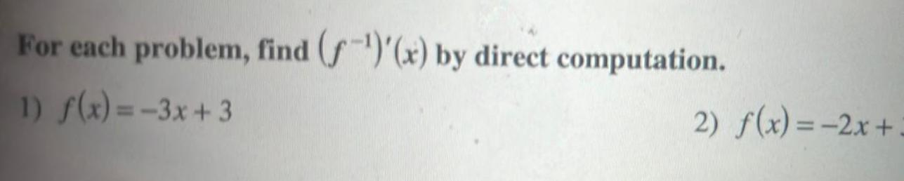 For each problem find f x by direct computation 1 f x 3x 3 2 f x 2x