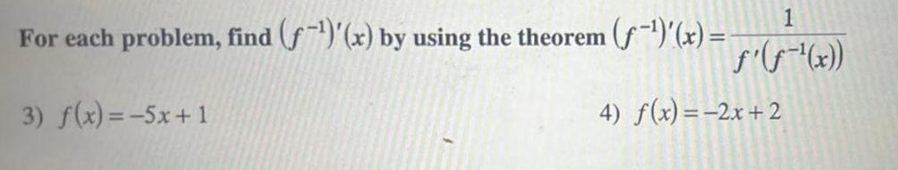 For each problem find 3 f x 5x 1 1 x f x by using the theorem x 4 f x 2x 2