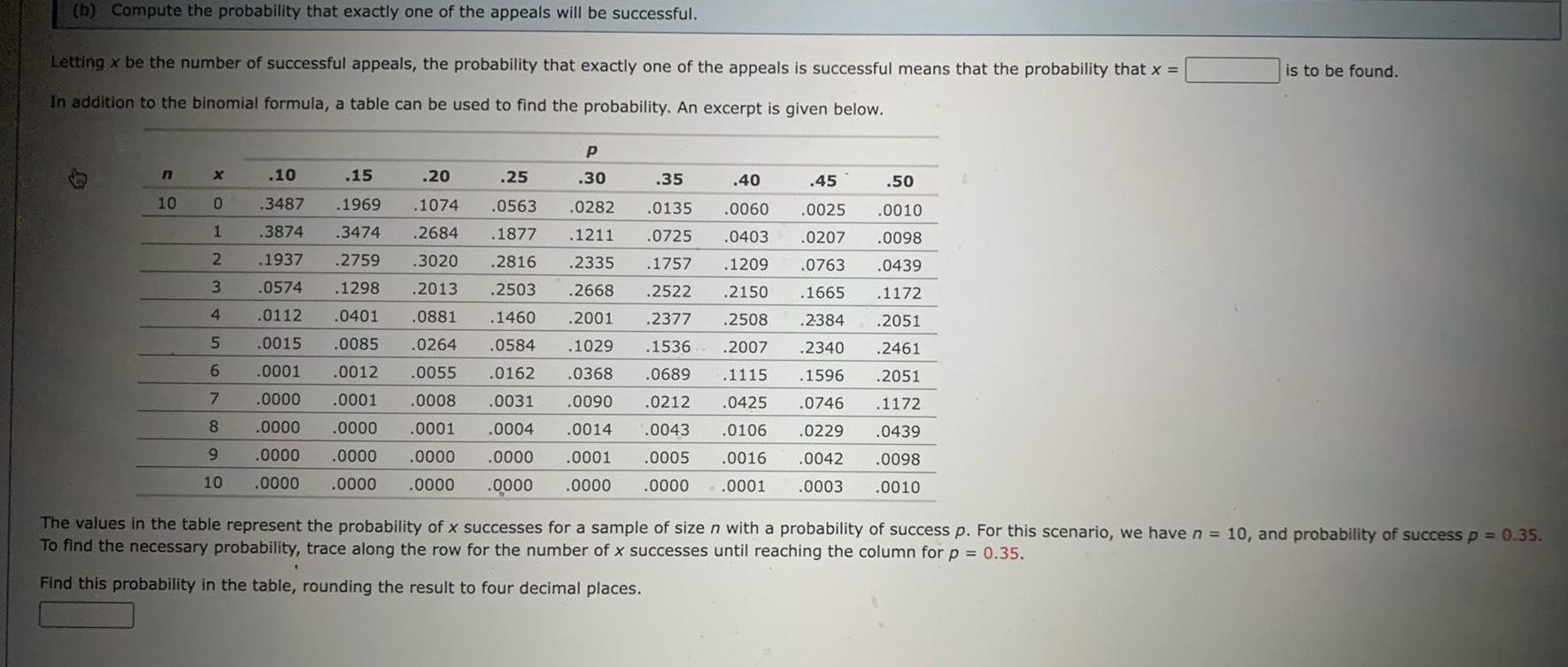 b Compute the probability that exactly one of the appeals