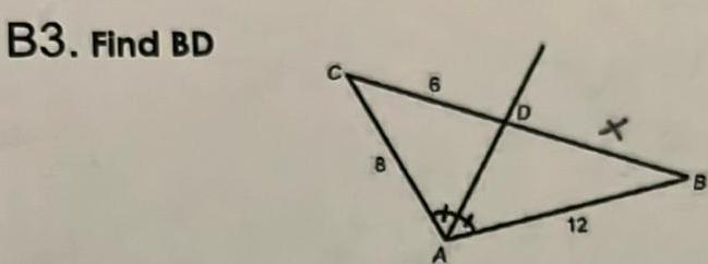 B3 Find BD 8 6 D 12 X B