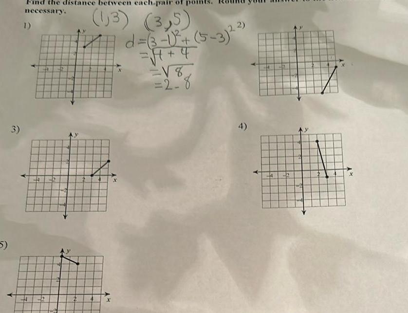 5 3 Find the distance between each pair points necessary 1 4 4 4 4 2 2 13 3 5 d 3 1 5 3 4 4 8 2 8 4