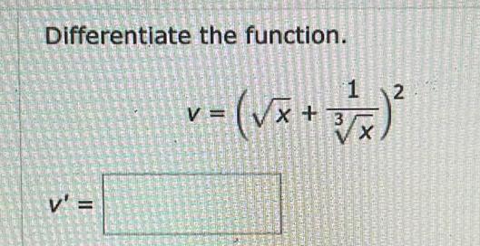 Differentiate the function V BRUGETAR 1 2 v x 7 V 3