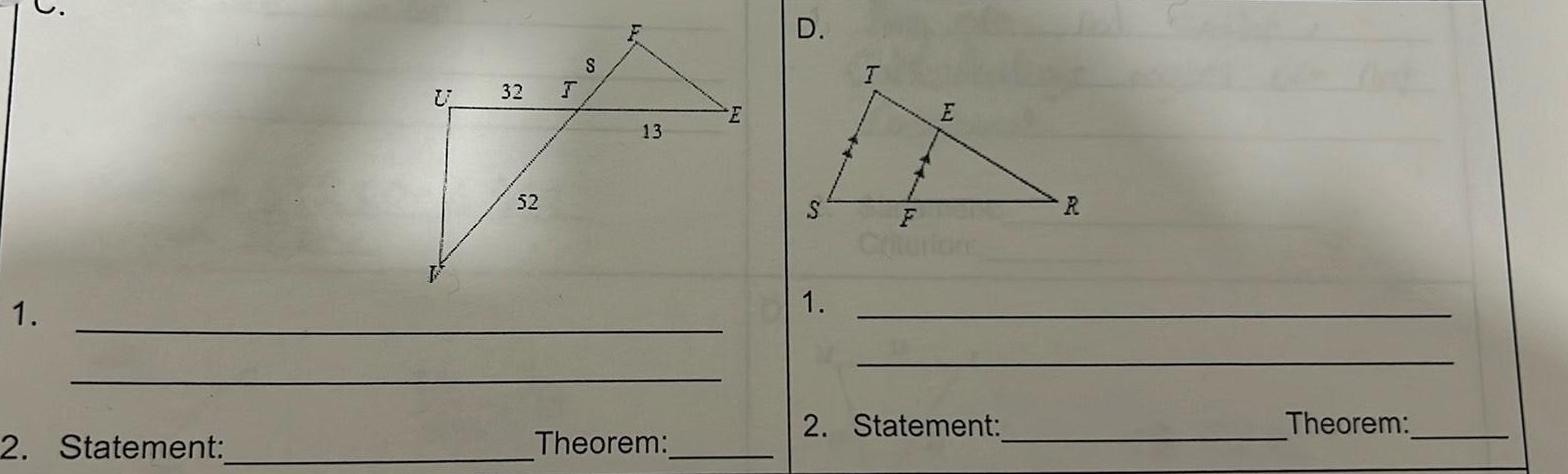 1 2 Statement U 32 52 E S 13 Theorem E Cinturiore 2 Statement R Theorem