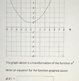 Lo 4 3 2 5 to 3 NO T 25 2 3 4 S I 2 3 4 5 6 q The graph above is a transformation of the function Write an equation for the function graphed above g x