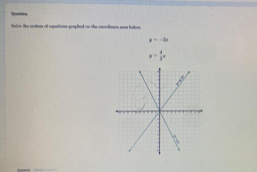 Solve the system of equations graphed on the coordinate axes below Answer Amprint of 2 y V WA SX